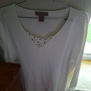 Notations White Lace Trim Top